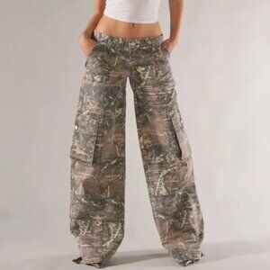 REVICE Amelia Oakland Heavy Denim Cargo Pants Low Rise Size 23 $125